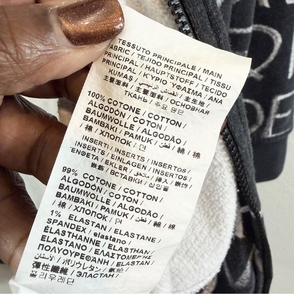 Love Moschino Zip Up Hoodie Gray Alphabet Chalkboard Print Size 42 (US 6) - Picture 9 of 13